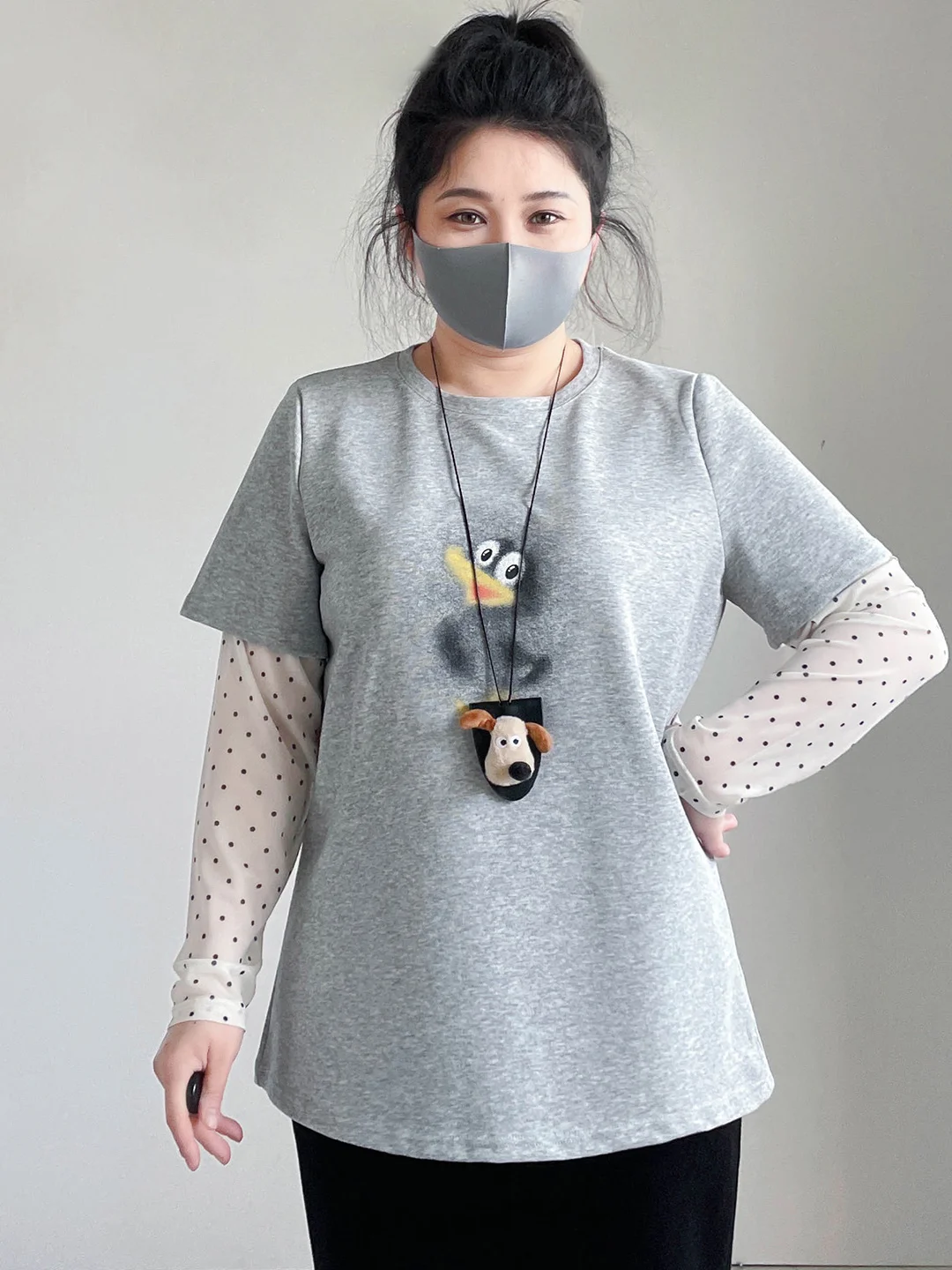 

plus Size Casual Style Long Sleeve T-Shirt Women's Base Shirt Loose Fit Inner Wear Summer Top Breathable Skin-Friendly