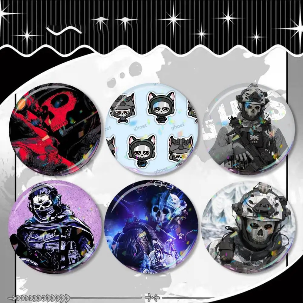 

C-Call of D-Duty Ghost Chibis Badge 25 32 44 58 75 mm Round Fans Collect Friends Gifts Brooch Souvenir