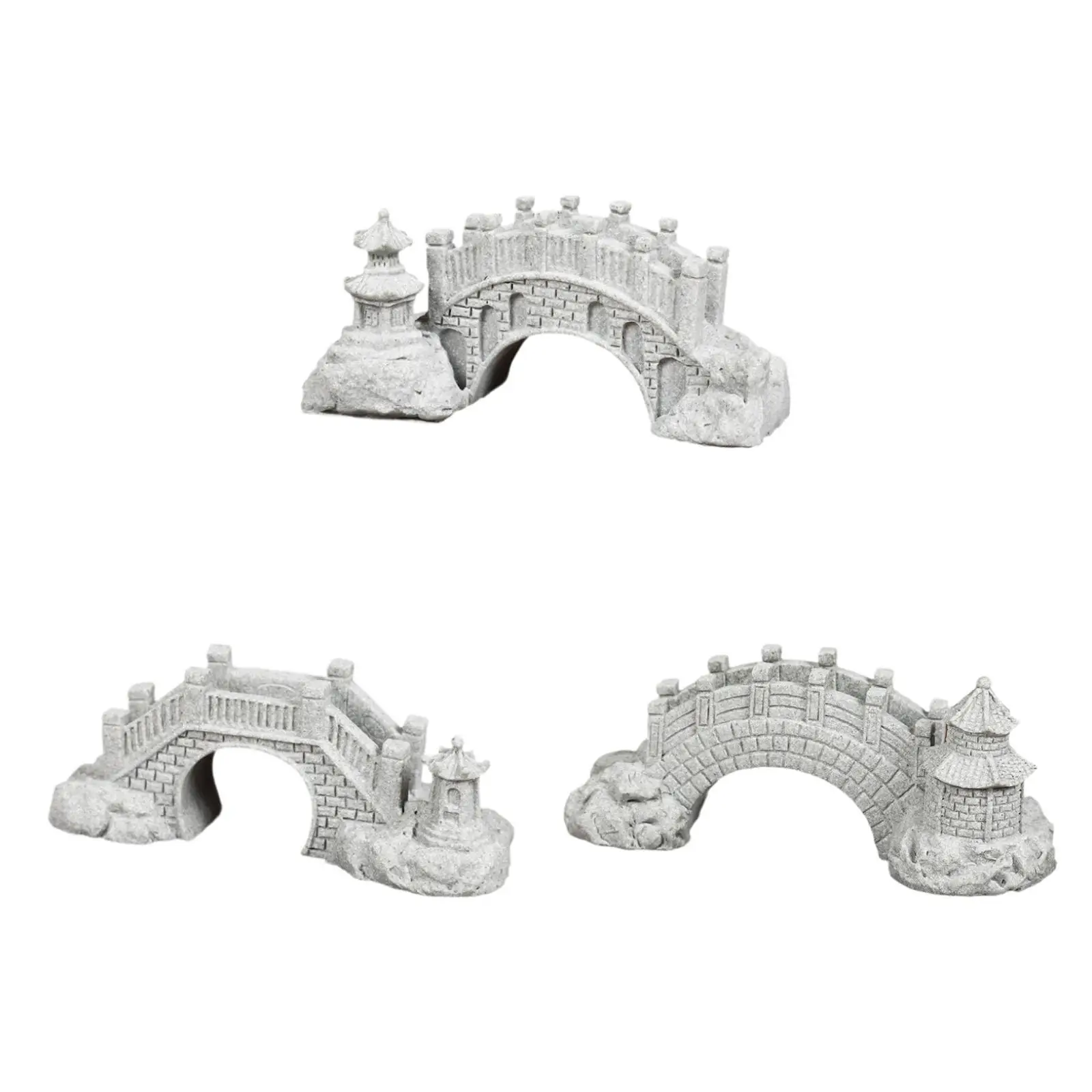 Stone Bridge Figurine Sandstone Aquarium Ornament for Living Room Desk Study