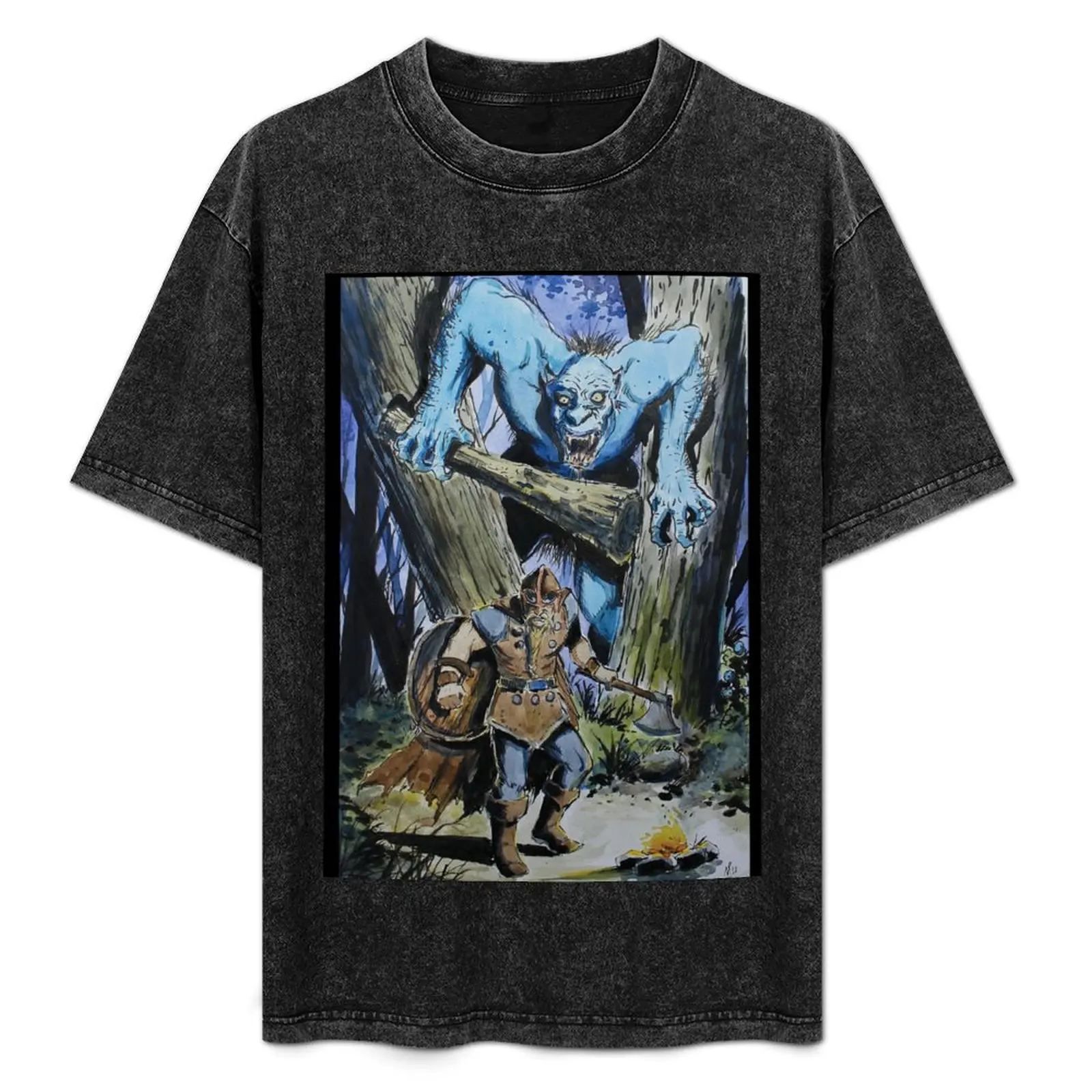 Valheim watercolor Line and Wash By Nil Rocha T-Shirt Basic Short Sleeve Cotton Blend T-Shirt