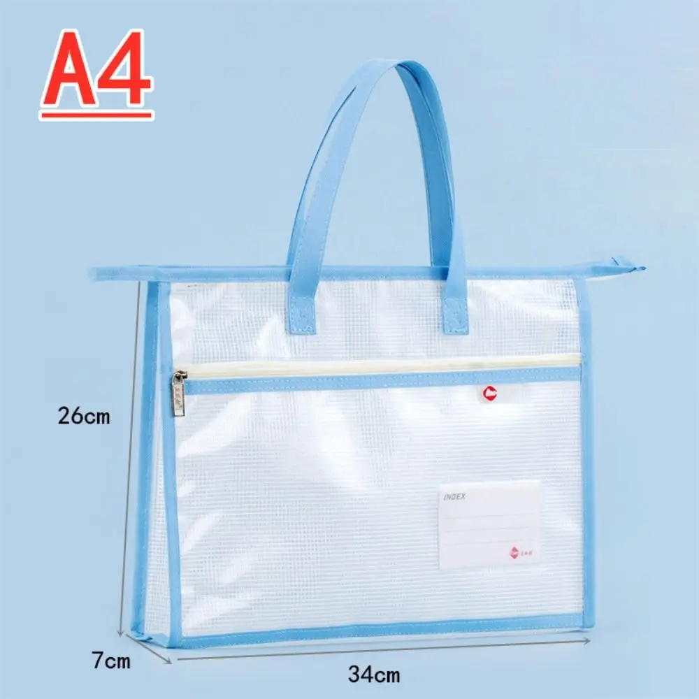 with Zipper and Handle A3 Project Bag Large Capacity Mesh PVC Mesh Art Bag Waterproof Multifunctional Storage Bag