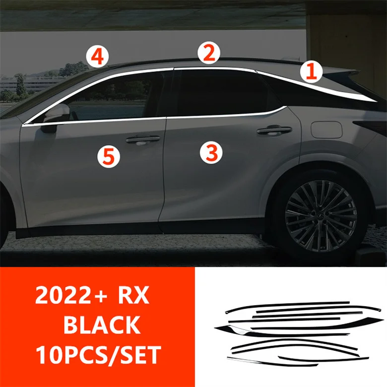 Black Full Window Sill Door Frame Center Pillars Molding Trims For Lexus ES IS 200 260 300h NX 260 350h 400 RX 200T 350H RX450H