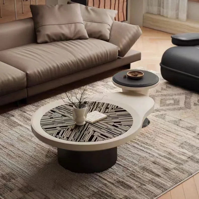 light luxury cream style coffee table side table combination special-shaped coffee table sofa corner combination