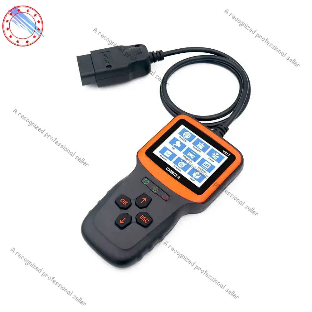 

V317 OBD2 Новый цветной экран Многоязычная сертификация CE FCC, автомобильный детектор неисправностей напряжения аккумулятора