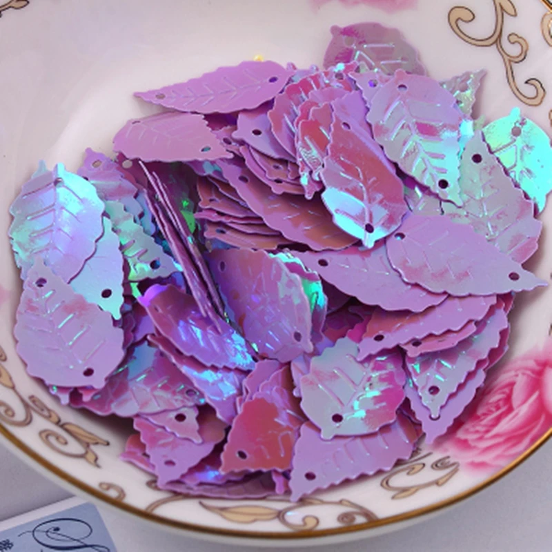 50Pcs 13*24mm AB Color Leaf Loose Sequins  With 2 Hole Paillettes Sewing Wedding Craft DIY Garment Lentejuelas Accessory