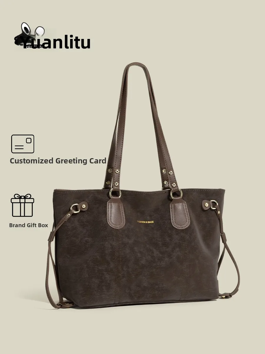 

Lirabunny, зимняя большая вместительная замшевая кожаная сумка, женская большая сумка, повседневная простая сумка с двойным ремешком из цинкового сплава H...