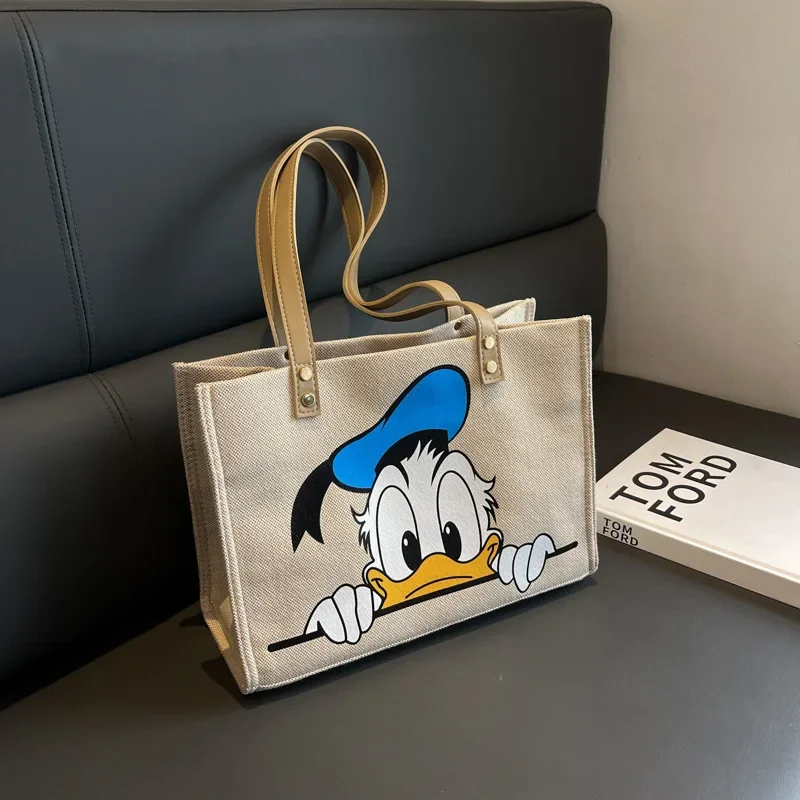 Disney\'s New Canvas Bag Women Fashion Cartoon Mickey Mouse Donald Duck Mommy Carry Bag Student Shoulder Commuter Tote Bag