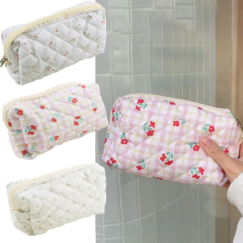 

Soft Multifunctional Cosmetic Bag Cotton Blend Makeup Bag Women Zipper Cosmetic Organizer Cute Student Storage Bag
