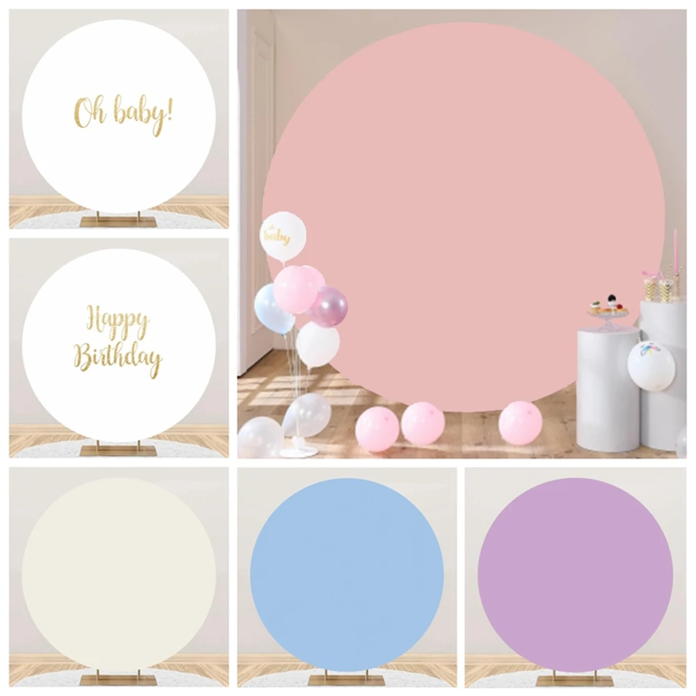 Customized White Round Backdrop Cover Wedding Birthday Party Decor Baby Shower Newborn Photography Background Circle Photo Props