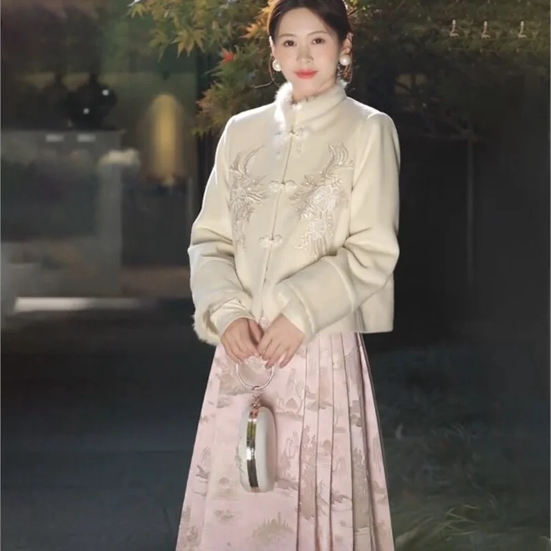 

New Chinese Style Women's Clothing Hanfu Pink Dress Skirt Suit Rich Home Gold