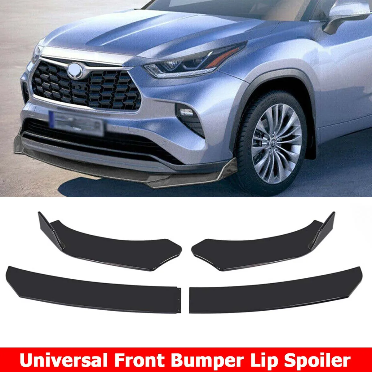 4PCS Front Bumper Lip Spoiler Side Splitter Chin Body Kit Guards Deflector  For Toyota Highlander 2017-2021 Car Accessories