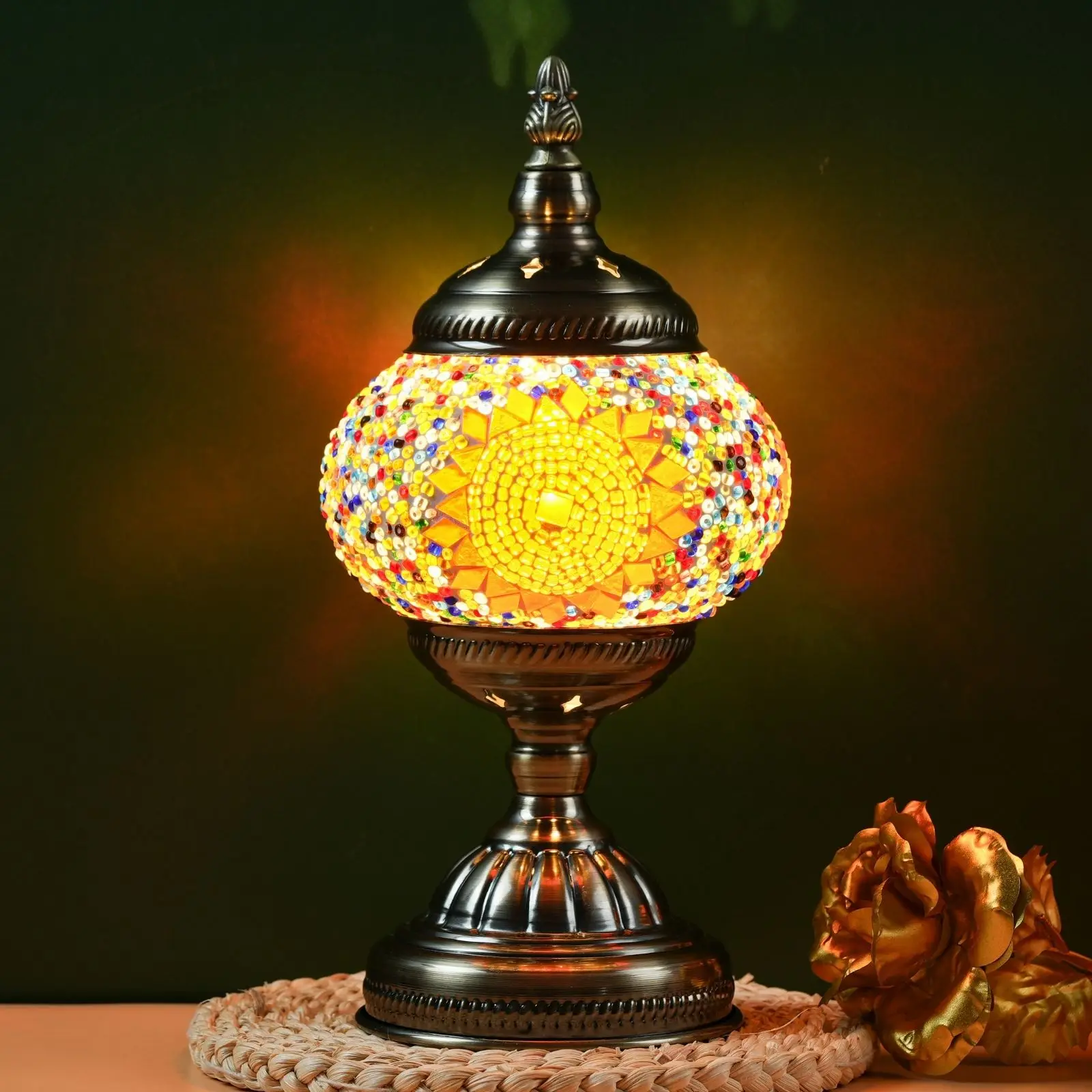 

Bohemian Turkish Mosaic Table Lamp, Stained Glass, Vintage Desk Decor, Ideal for Bedroom, Living Room, Cafe - Perfect Gift