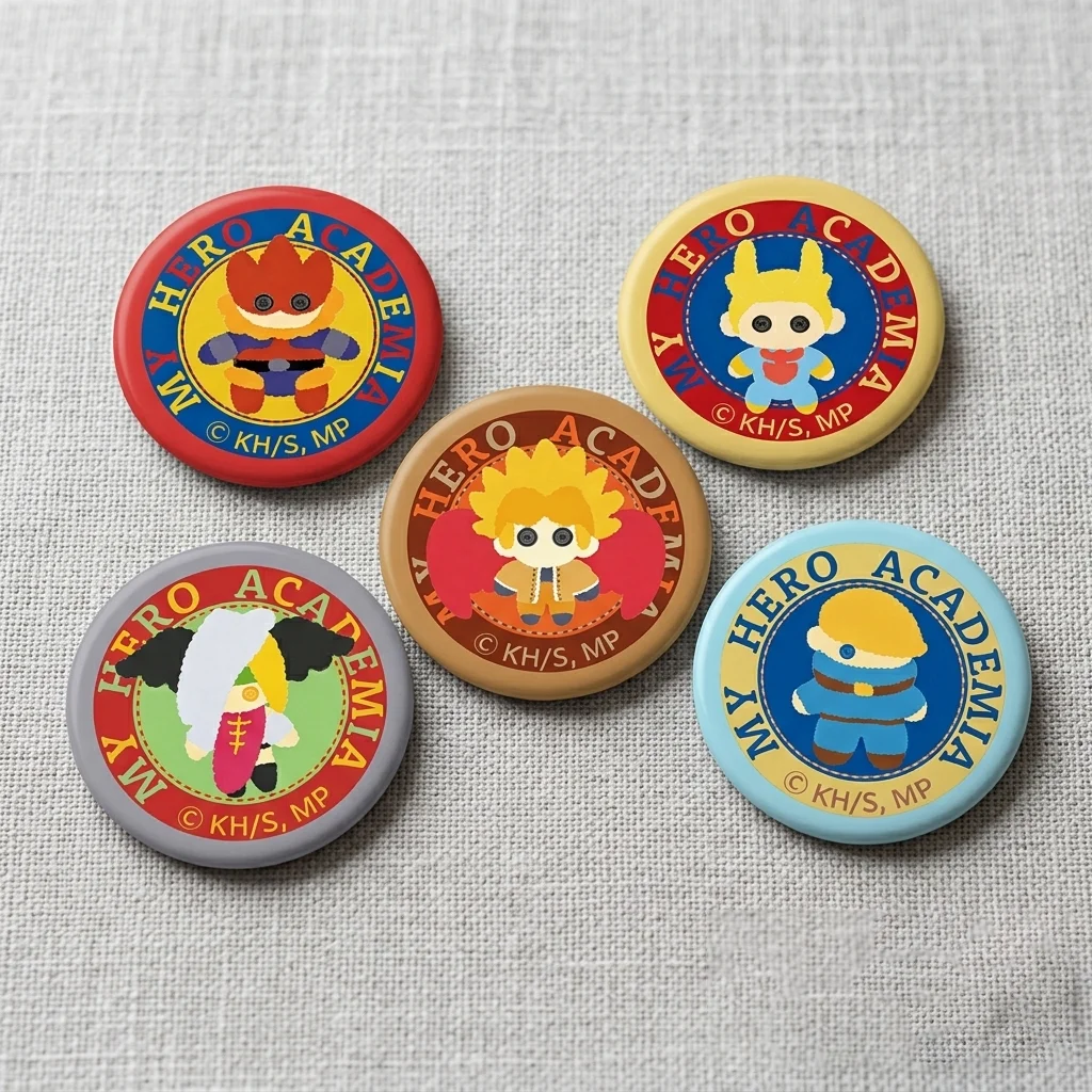 My Hero Academia Anime Badge Deku Bakugo Todoroki Endeavor Q Version Round Brooch Pins Backpack Decor Collectible Gift For Anime