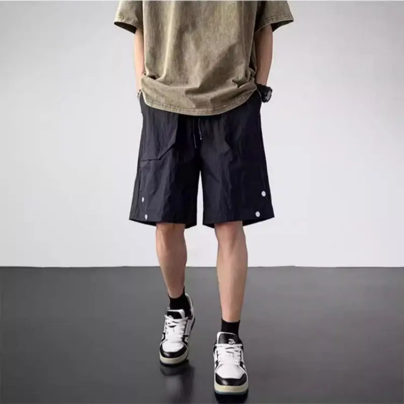 

Men Summer Drawstring Waist Cargo Shorts Loose Fit Multi Pocket Casual Streetwear Shorts