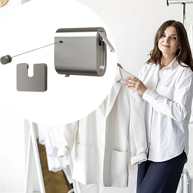 

N96R Retractable Clothesline Outdoor Non-Sagging, Retracting Clothes Line Indoor 13.8 Ft Laundry Drying