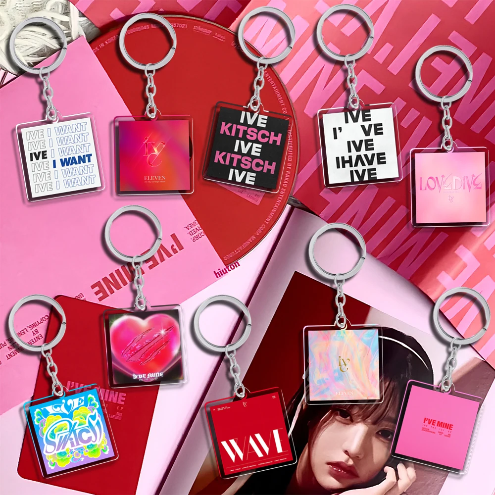 

Acrylic Kpop IVE Keychain Album SWITCH LOVE DIVE ELEVEN Wonyoung Yujin Gaeul LIZ Rei Leeseo Key Ring Pendant Teakook Accessories