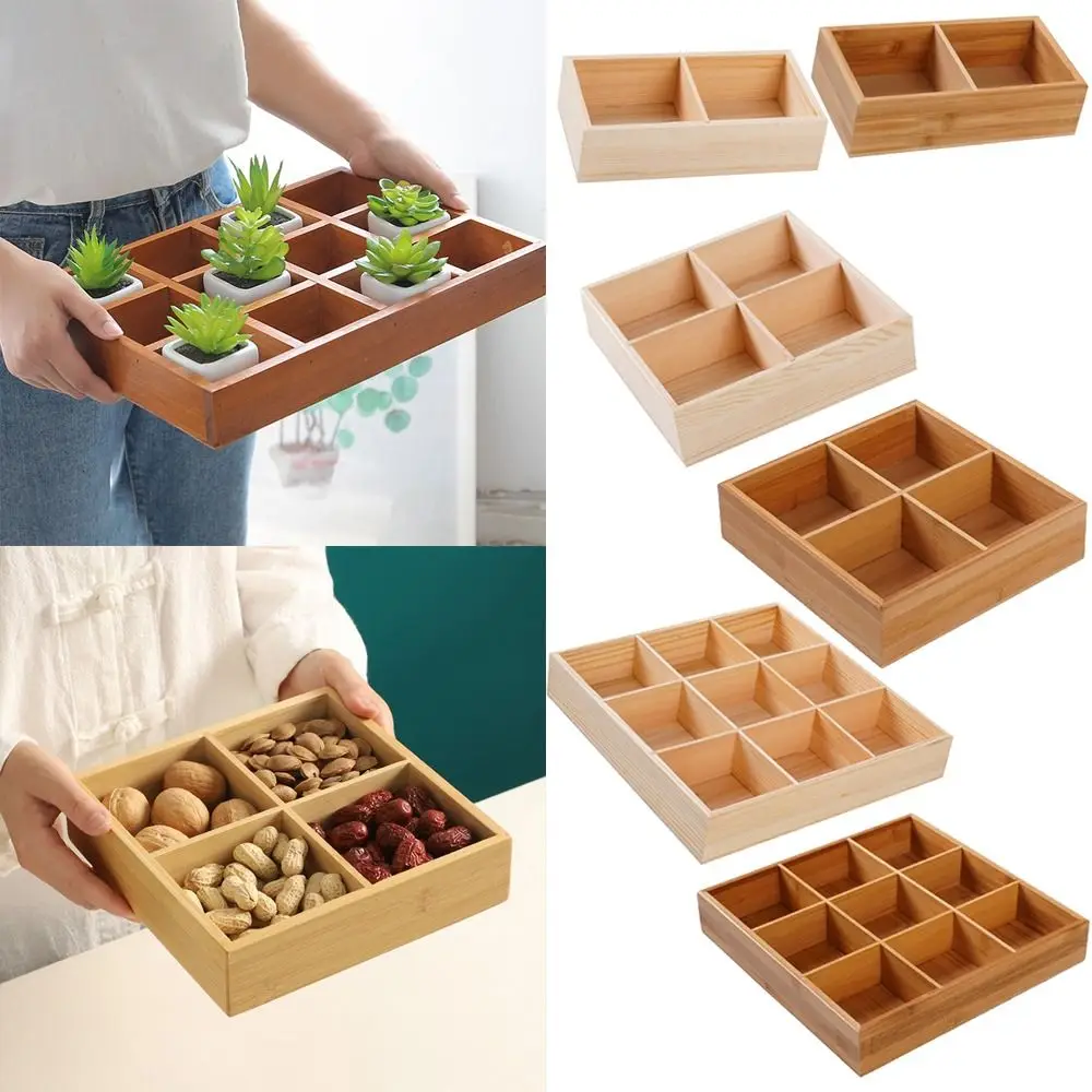 Multifunctional Succulent Flowerpot Tray Wood Jewelry Display Pallet Desktop Sundries Organizer Cosmetic Finishing Box