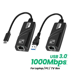 1000Mbps Type C USB 3.0 Wired Network Card USB To Rj45 Lan Ethernet Adapter Converter Gigabit for TV Box PC Laptop MacBook Win 7