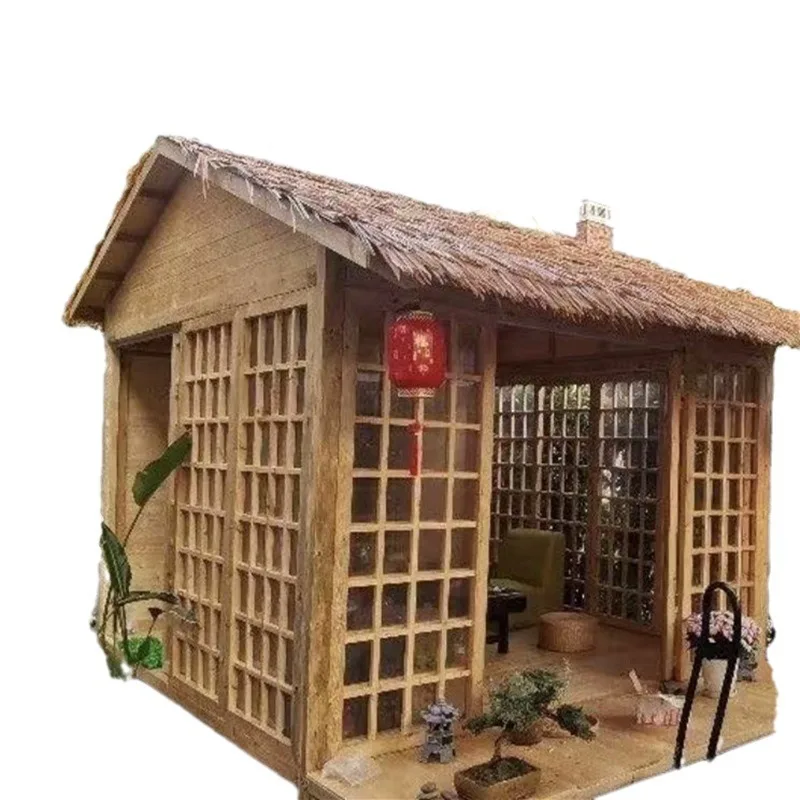Antiseptic wood thatch wooden house antique small house outdoor courtyard Japanese solid wood tea room garden small courtyard pa
