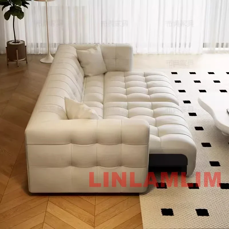 MINGDIBAO Wielofunkcyjna rozkładana sofa, nowoczesna składana kanapa z prawdziwej skóry Marshmallow Cama Salon Meble domowe