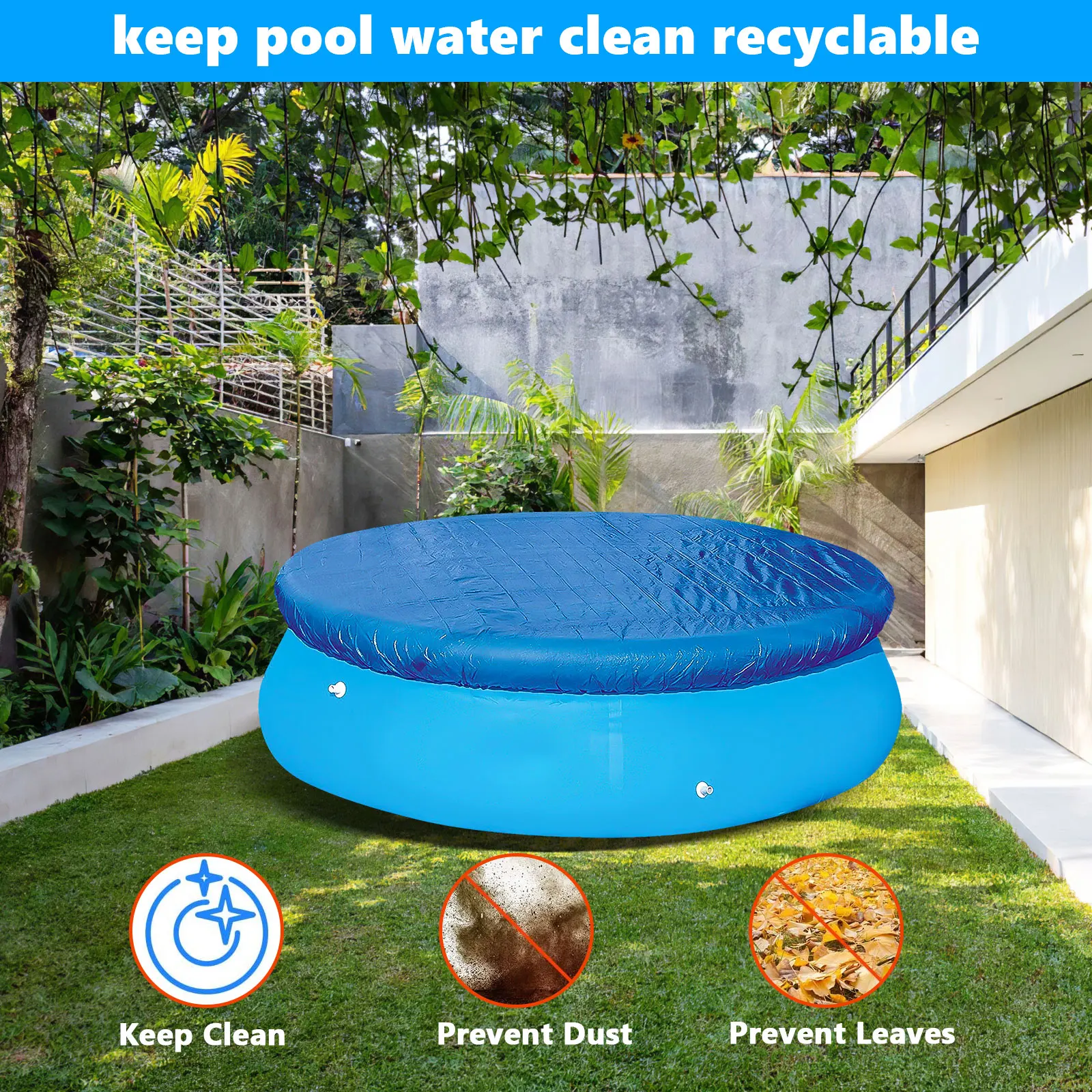 Pool Cover Round Solar Swimming Pool Tub Cover Outdoor Bubble Blanket Accessories Dust Proof Garden Floor Drain Cloth Mat Cover