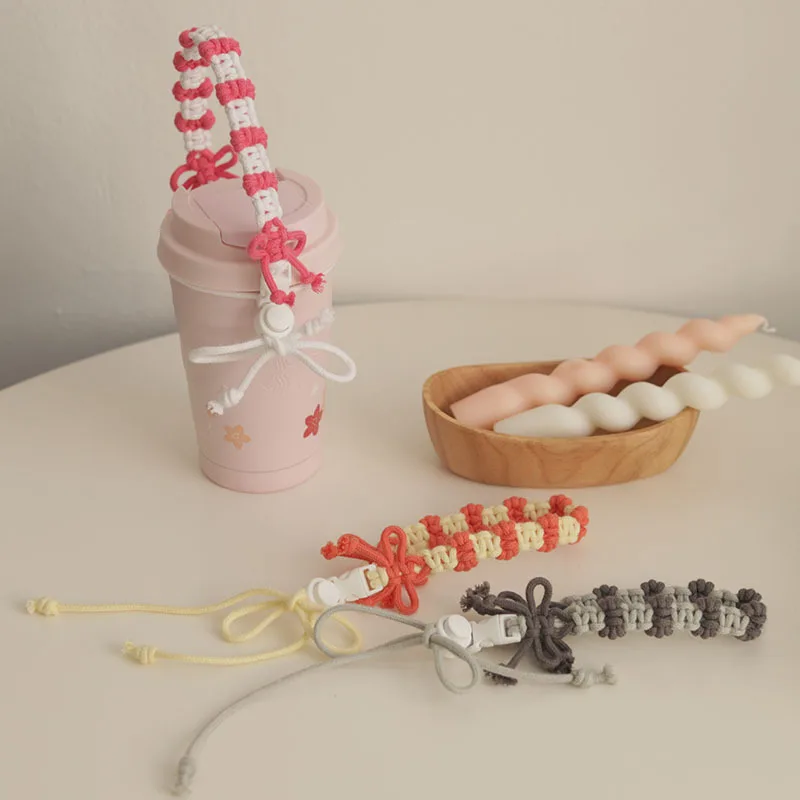Bow Bottle Sleeve Handle Mug Water Bottle Carrier for Outdoor Shopping Travel Weaving Style Colorful Braided Mug Sleeve Rope