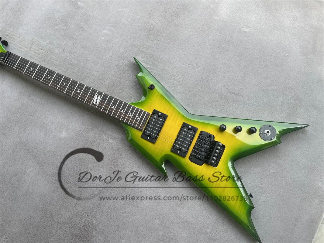 

Pre-sale Green electric Guitar Flamed Maple Top Mahogany body Maple Neck Vibrato Bridge Black Tuner HH pickup De Guitar