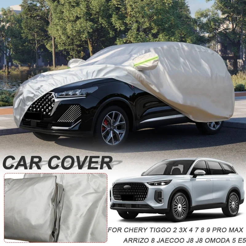 

For MG MARVEL R CHERY ARRIZO8 JAECOO J7 J8 OMODA 5 C5 E5 O5 S5 GT TIGGO 2 3X 4 7 8 9 PRO MAX 210T Polyester Waterproof Car Cover