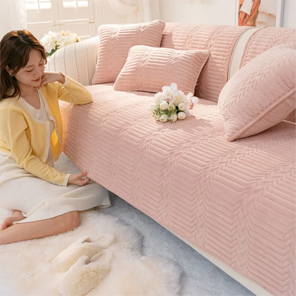 housses de canapé Sofa Towel Universal Non-Slip Corner Sofa Cushion Armrest Velvet Sofa Cover Mat Home Decoration Cover