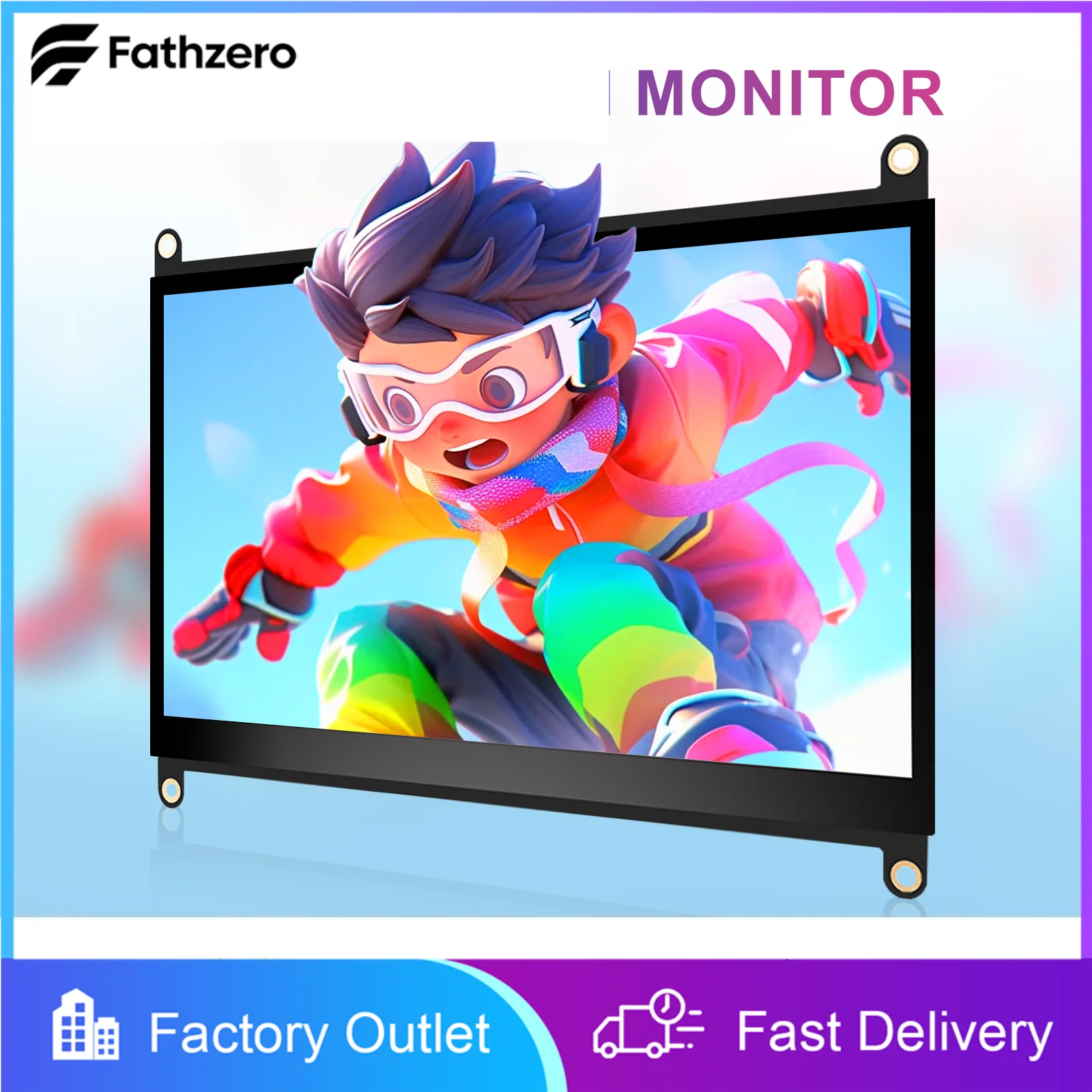 7 Inch Touch Screen Display HD 1024X600 IPS  Portable Design RGB100% Built-in Speakers with VESA Slots Ideal for PC Gaming Work