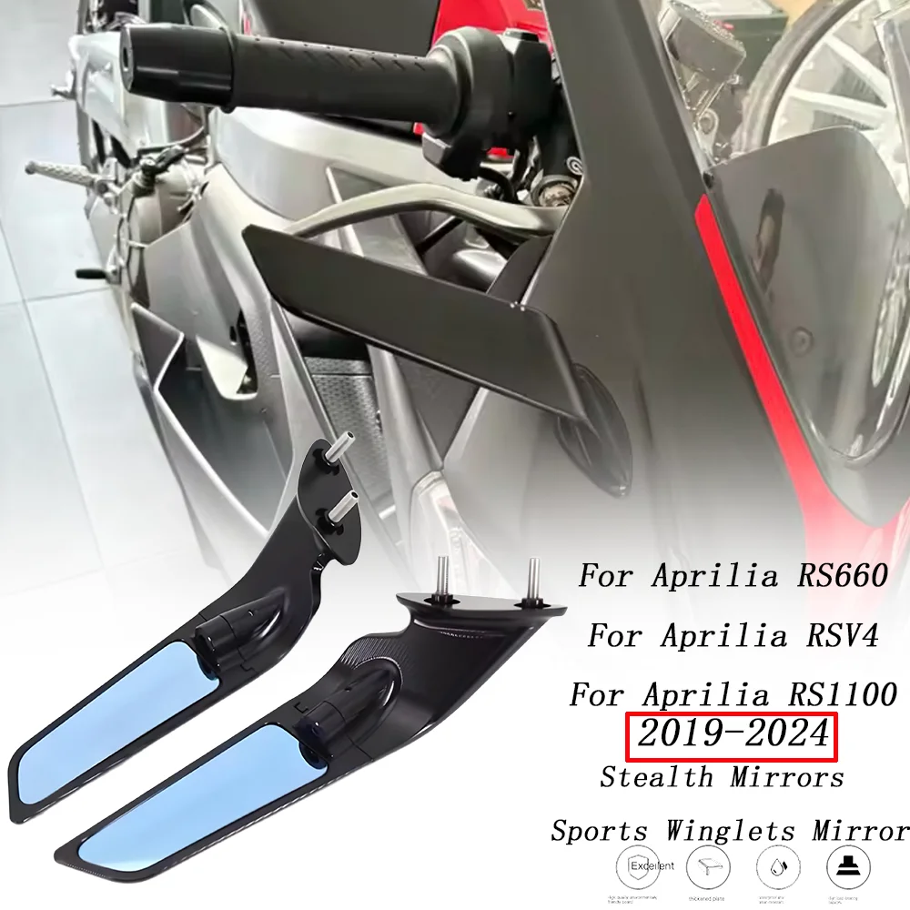 Specchietti Stealth Sportivi Regolabili per Moto RS660 RSV4 1100, Specchietti a Ala 2019-2024