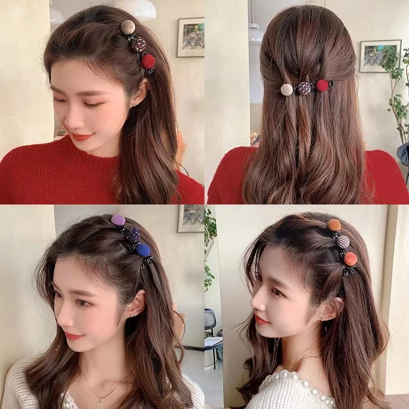 AISHG Hair Ball Hairclip Korean Version Female Braided Hair Simple Duckbill Hairpin Hair Accessories For Women Headwear