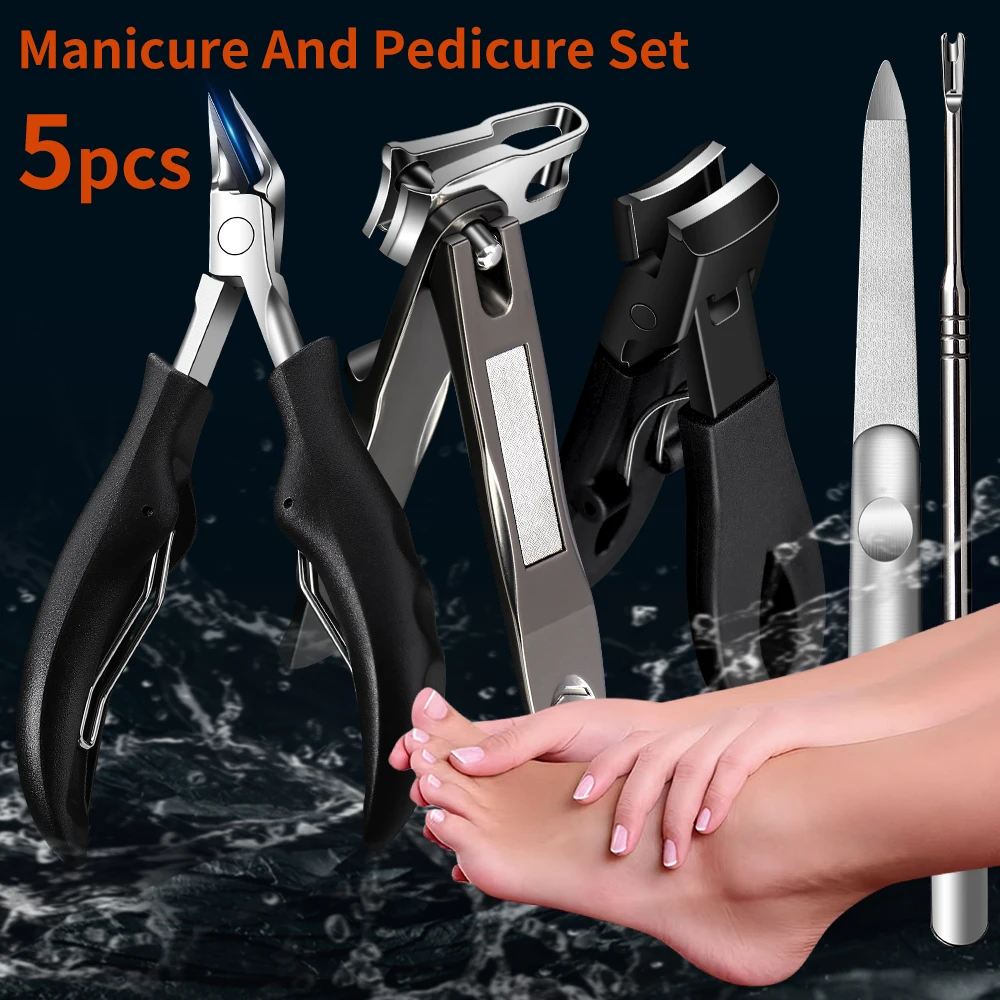 2/5pcsSet Nail Clippers Set Ingrown Toenail Thick Nail Clippers Set for Professional Pedicure Manicure Fingernail Tools