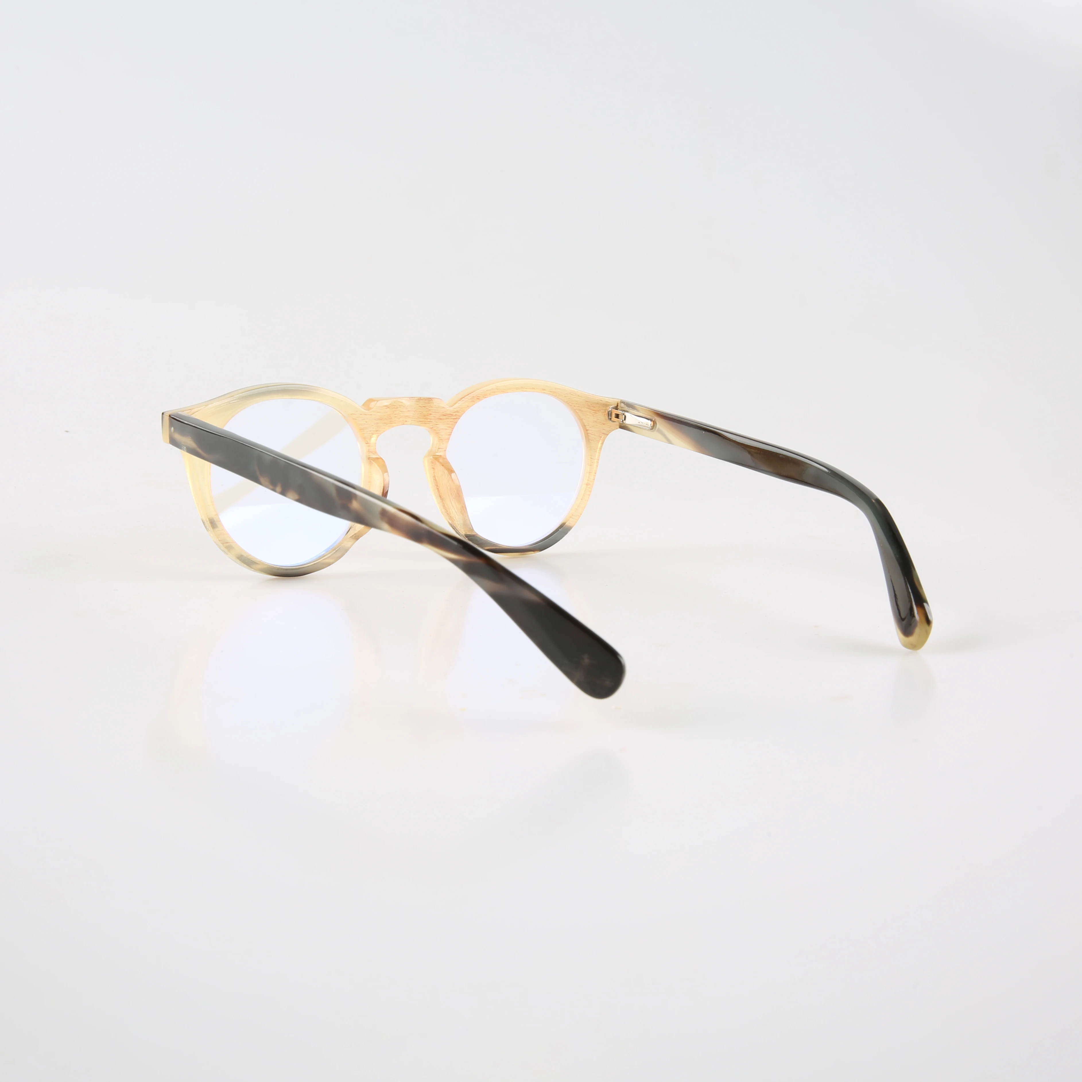 Man Women Glasses Frames Unique Vintage Oval Graduated Lenses Handmade Natural Horn Prescription Eyeglass Frames Myopia Eyewear