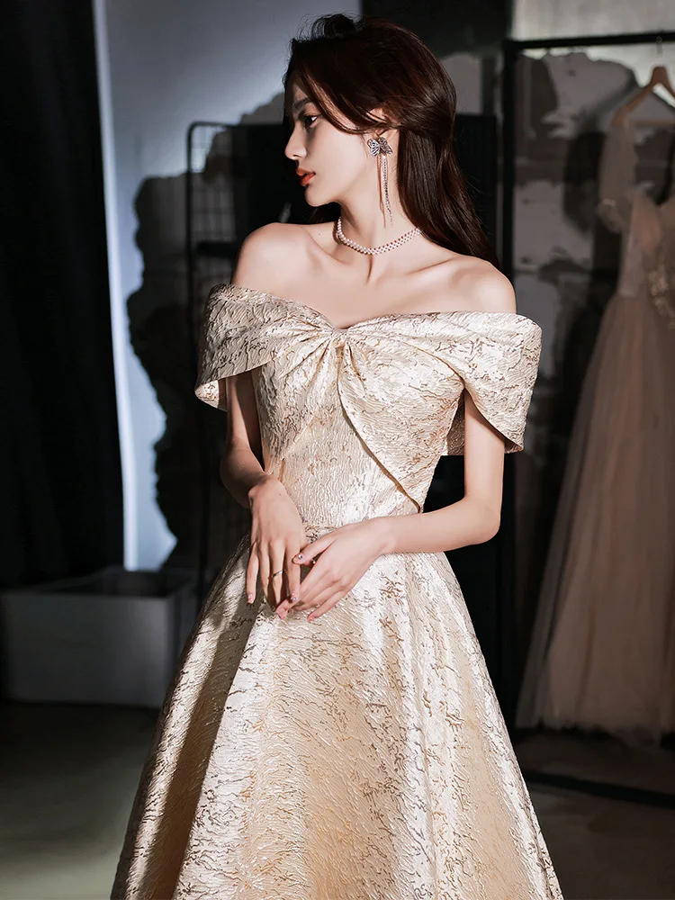 

Golden Evening Dress for Women 2026 New Host Dress