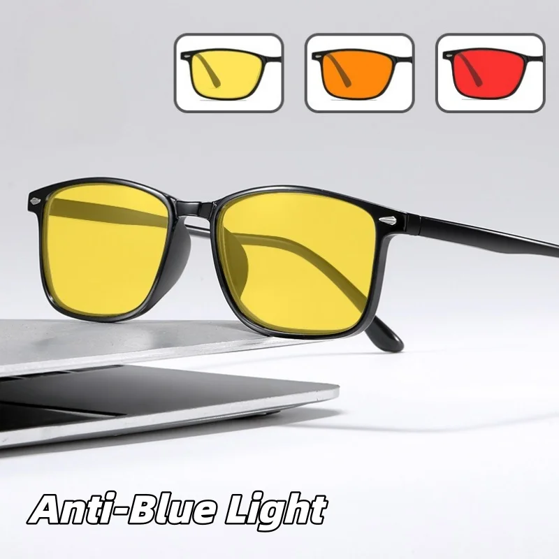 

Minimalist Square Frame Plain Glasses Ultra-Lightweight Gaming Eyewear for Men and Women Blue Light Blocking Protection