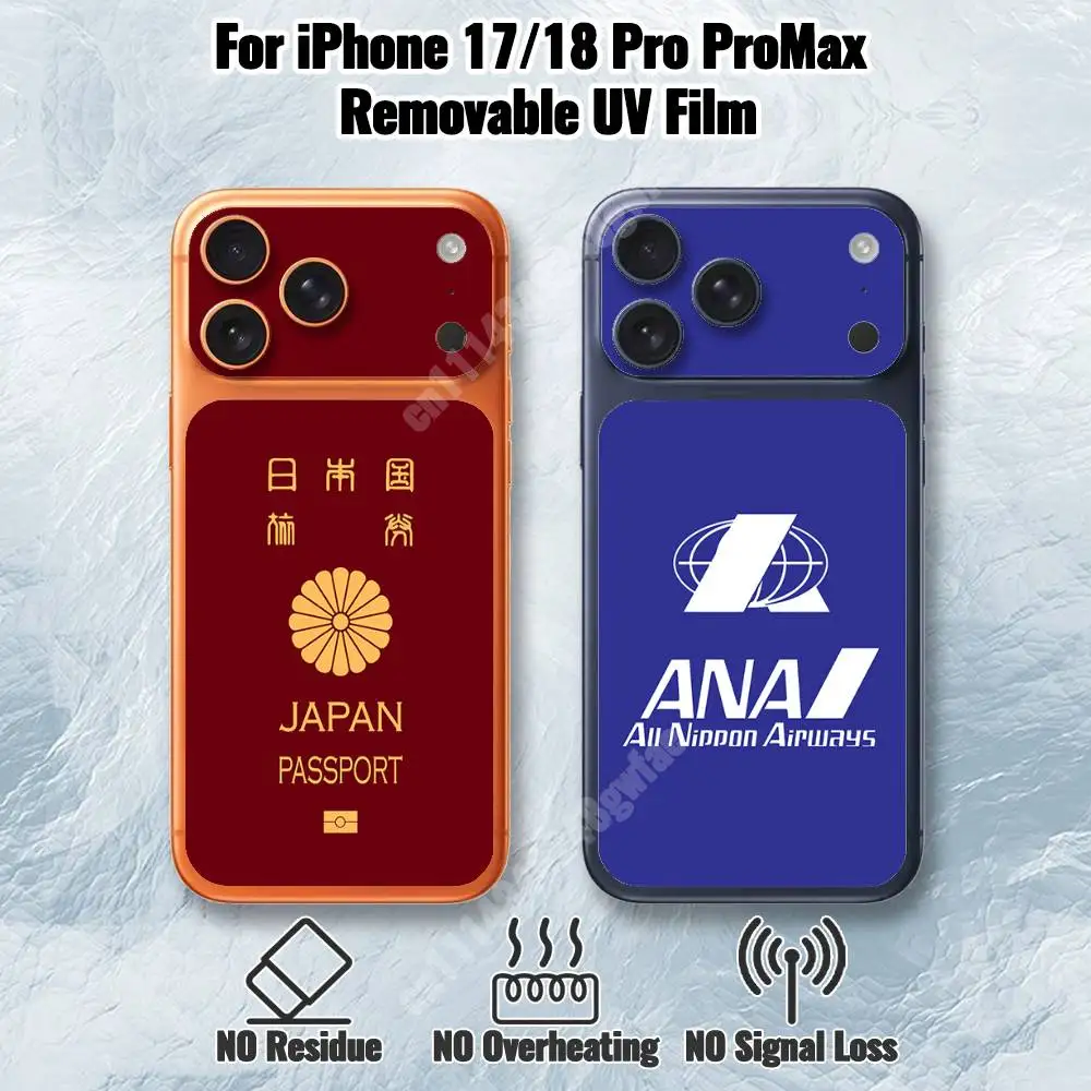 Japan Airplane Passport Aviation Removable UV Film for iPhone 17 Pro 18 ProMax Hydrogel Sticker