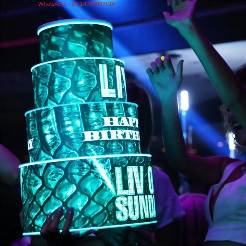 

High-End Bespoke LED Bottle Display RackCustom Led Cake Bottle Presenter VIP Service For Restaurant Bar Nightclub