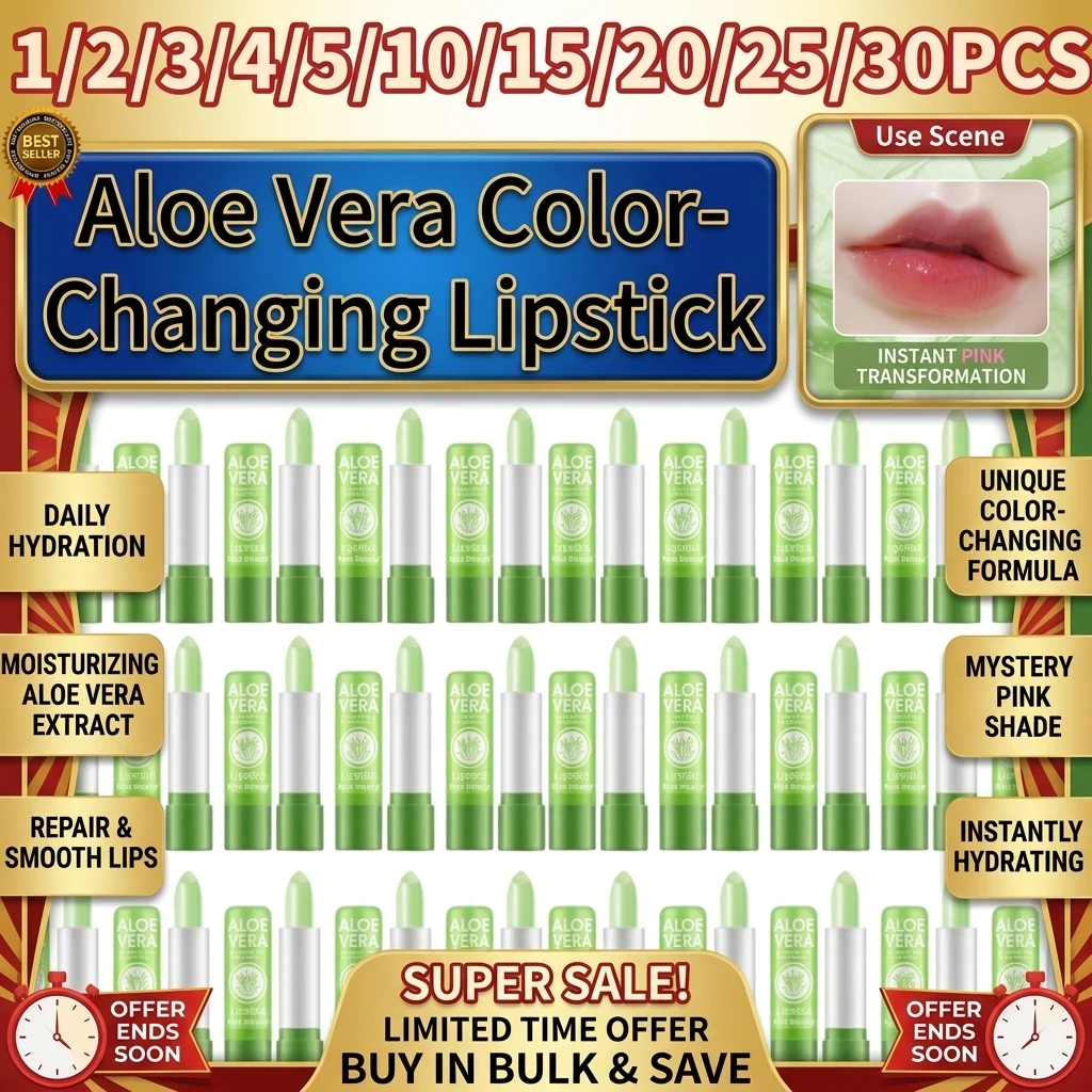 Aloe Vera Color-Changing Lipstick Long-Lasting, Moisturizing, Temperature-Activated Lip Balm, Fade-Resistant Nourishing Lip Care