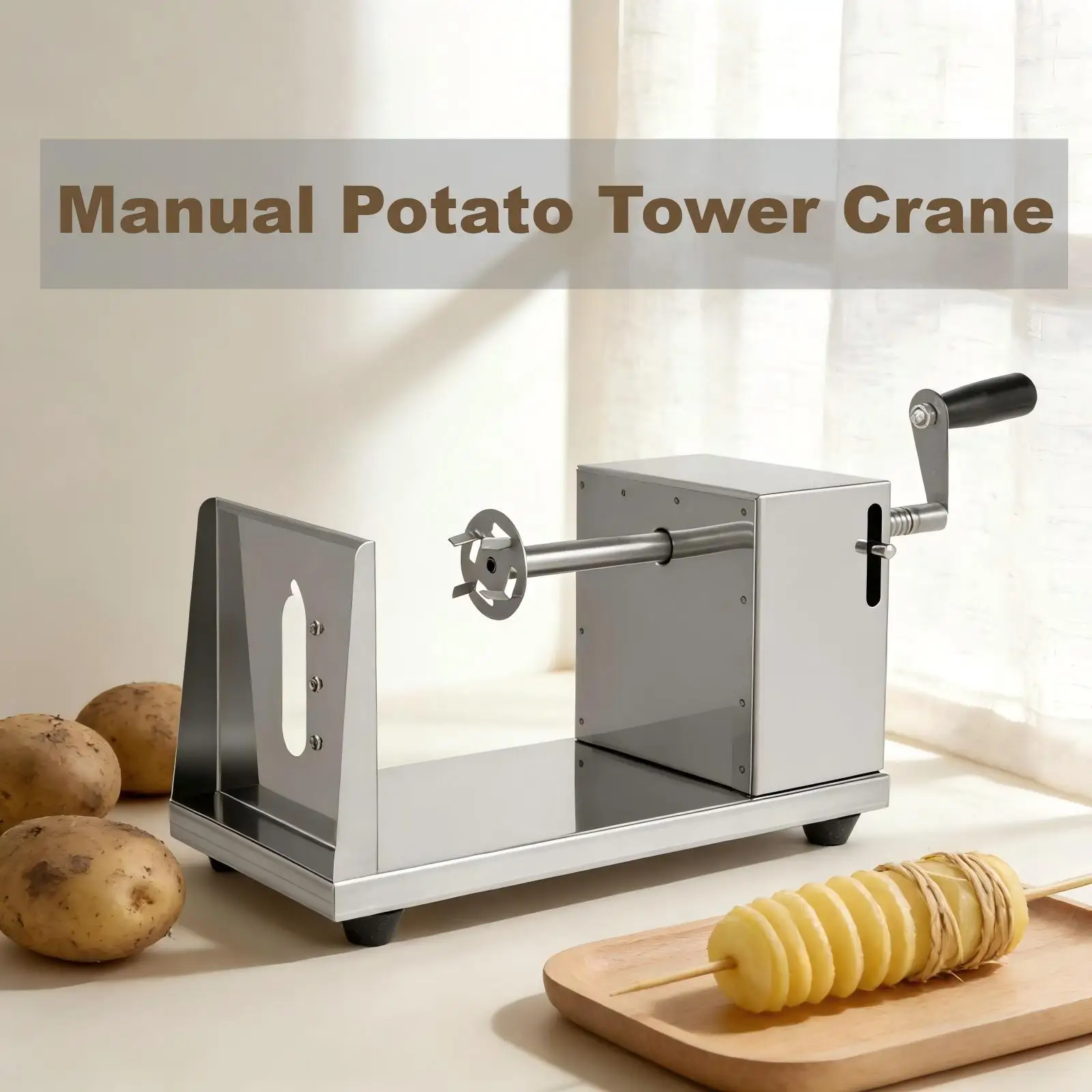 Coupeur manuel en spirale pour pommes de terre, équipé de 4 lames, grue manuelle en acier inoxydable 430, pour fabriquer des tours de pommes de terre à la maison