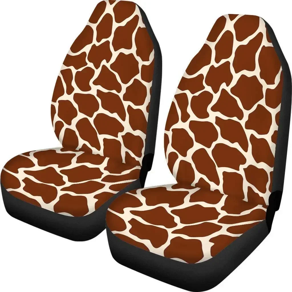 Giraffe Fabric Front Seat Covers Bohemia Design Car Interior Protector Set of 2 Universal Fit for Vehicle Sedan and Jeep