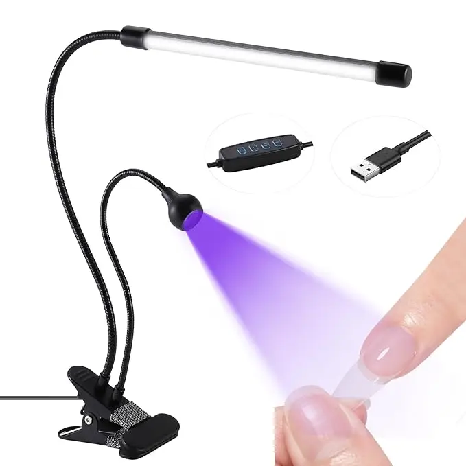 7W 2-in-1 UV Nail Lamp 10 Levels Brightness LED Mini Light 10 Levels Brightness 3 Modes 48W Power Clip-on Nail Dryer Gel X Nail