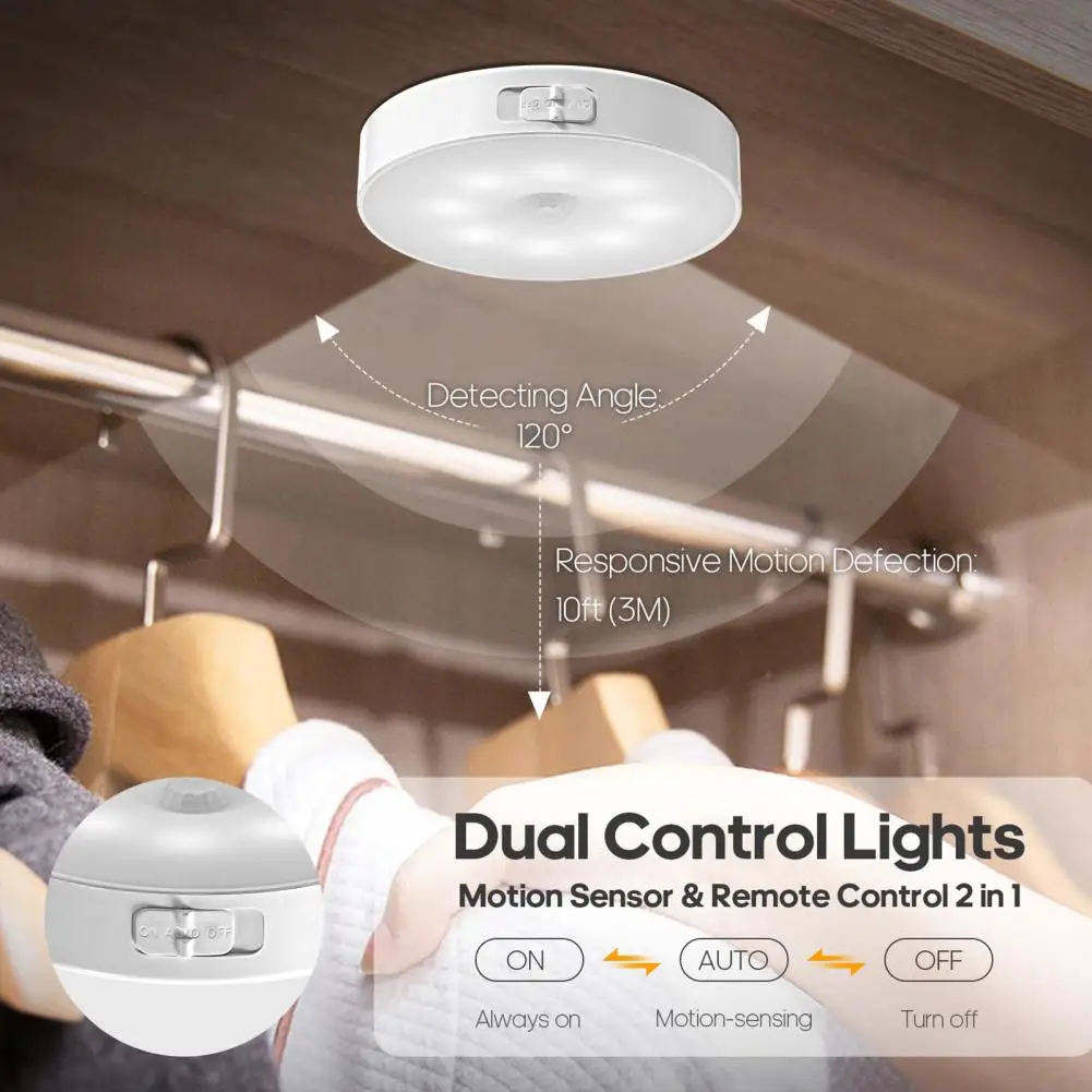 Motion Sensor Light Wireless Motion Sensor Lights Super Bright Led Wardrobe Closet Auto On/off Non-glaring Battery Powered