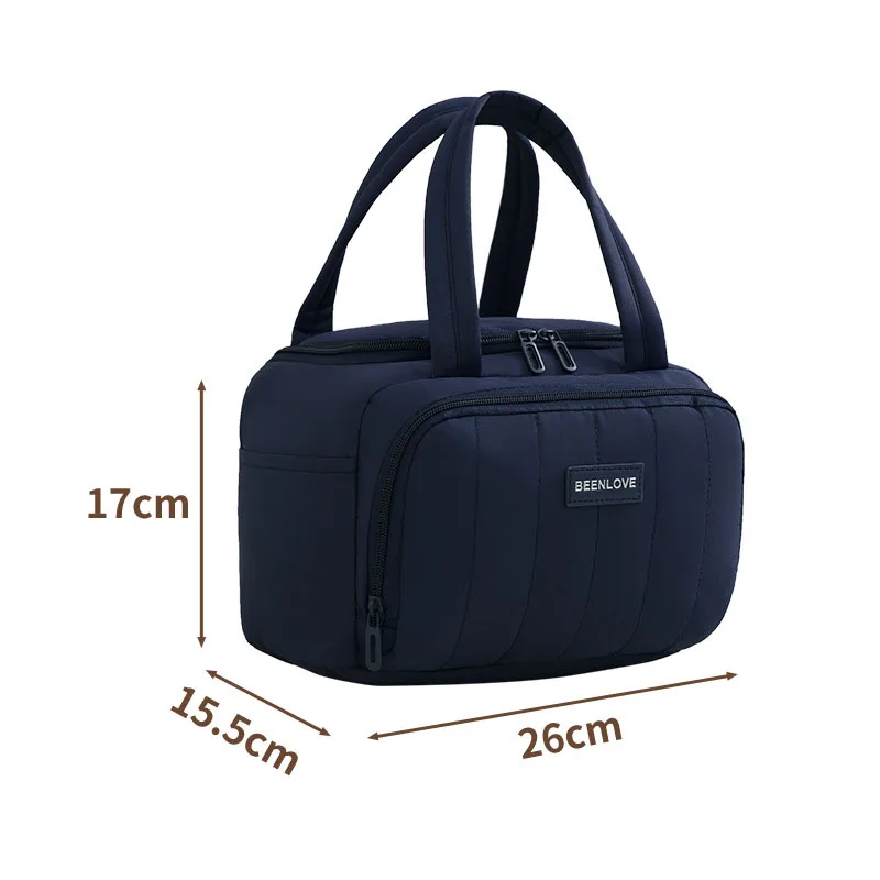 Hot Polyester Thermal Bag Double Pocket Lunch Bags Large Capacity Students Meals Thick Aluminum Foil Portable Insulated Box