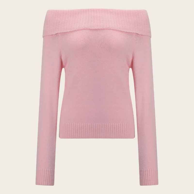 

Fall/Winter 2025 One-shoulder Sweater Slim Y2K Sweet and Fresh Women's Sweater
