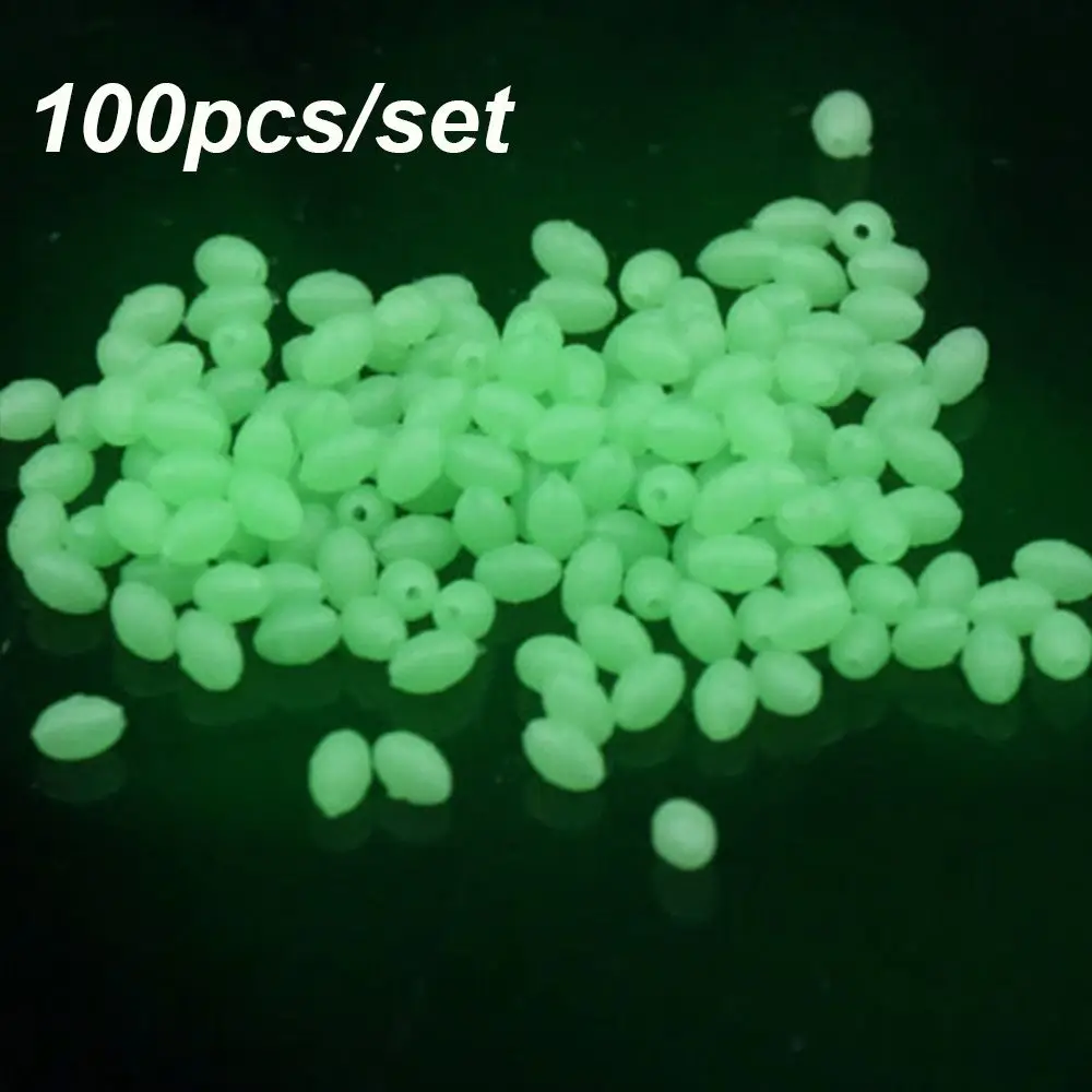 

100PCS Night Sea Plastic New Stoppers Fishing Oval Floats Beads Luminous Light Glowing Balls