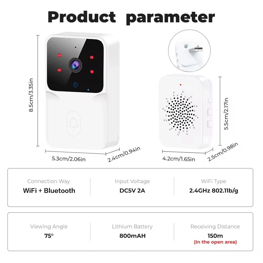 Imagem -04 - Tuya-campainha de Vídeo Wifi sem Fio Câmera hd Alarme ir Casa Inteligente Campainha Interfone para Casa