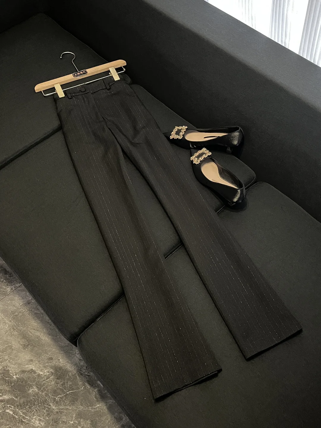 Setelan Jas Profesional Bergaris untuk Wanita Musim Gugur Musim Dingin Slim Fit Dua Potong Pakaian Wawancara Pelajar Pembawa Acara Pakaian Kerja Korporat