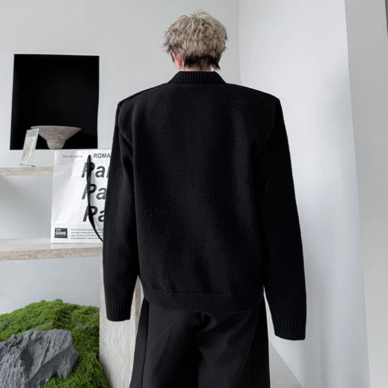 Luzhen moda padrão personalizado bordado solto lapela malha cardigan masculino elegante 2025 novo original camisola de rua jy4426