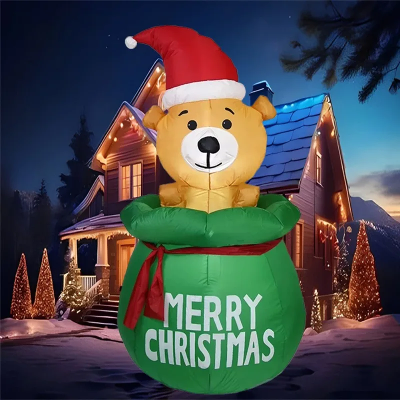 Oso de juguete inflable en bolsa, modelo inflable de Navidad, modelo inflable luminoso, modelo de decoración de ambiente navideño